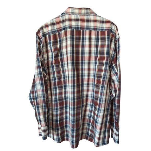 Bogari Plaid Button-Up Shirt Red/Blue/White Cotton Blend Long Sleeve Size XL - Picture 4 of 6